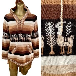 PERUVIAN Alpaca Print Pullover SWEATER Medium AS-IS